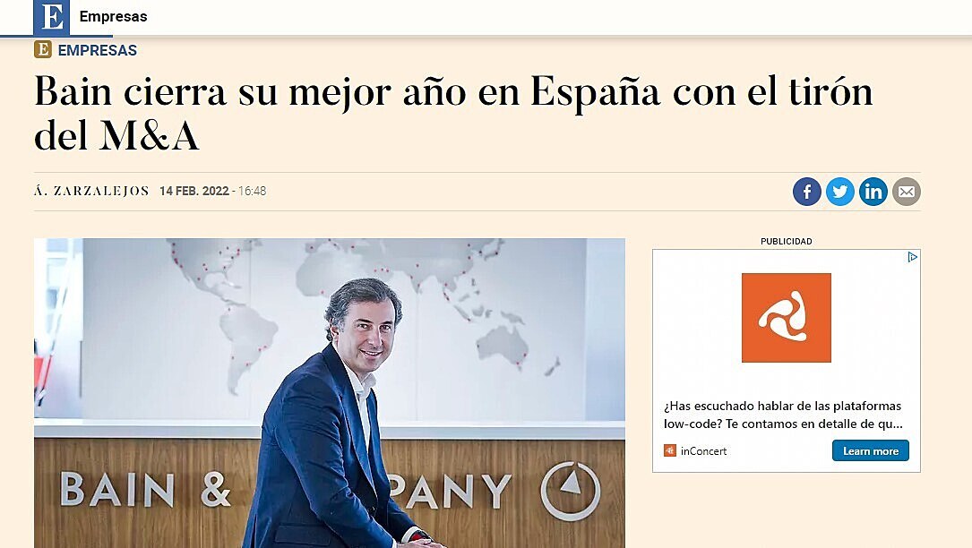 Bain cierra su mejor ao en Espaa con el tirn del M&A